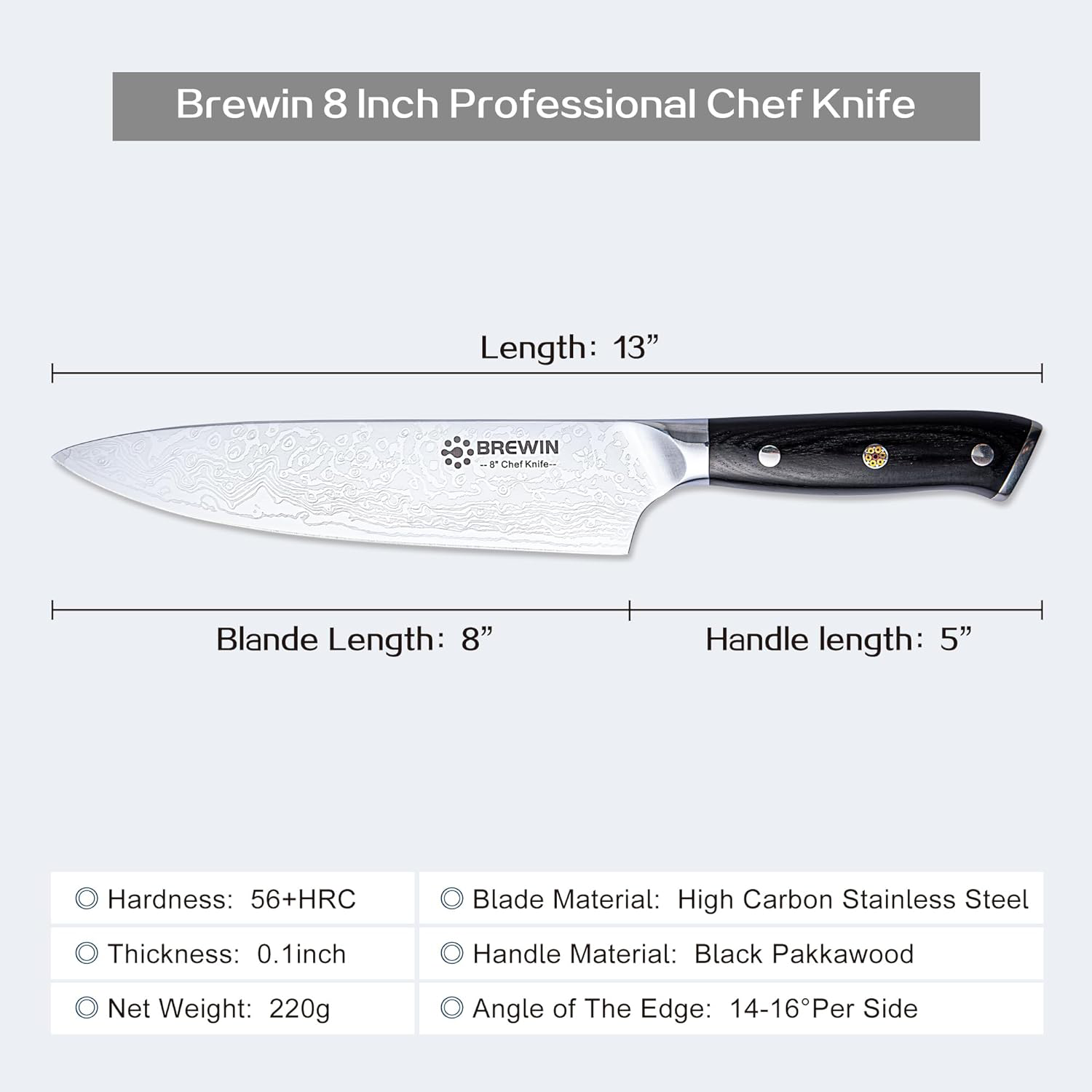 3-Piece Brewin Professional High Carbon Stainless Steel Chef Knife