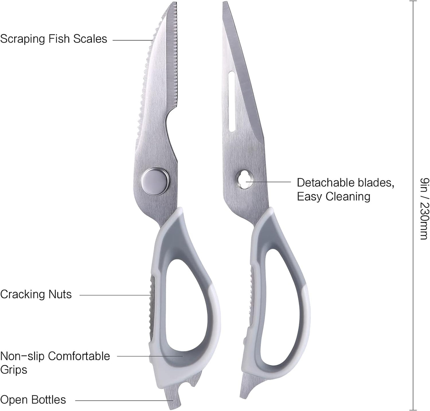 KD Scissors Heavy Duty Kitchen Shears Come Apart Dishwasher Safe Stainless Steel