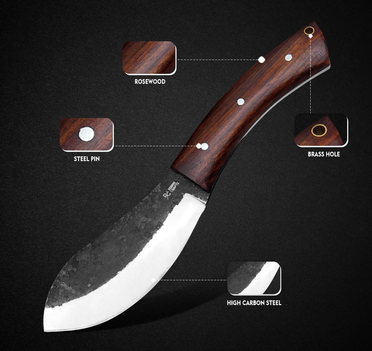 KD Hunting Knife Handmade Bushcraft High Carbon Steel Knife With Sheath