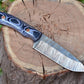 KD Damascus Steel Hunting Knife with Micarta Handle & Leather Sheath