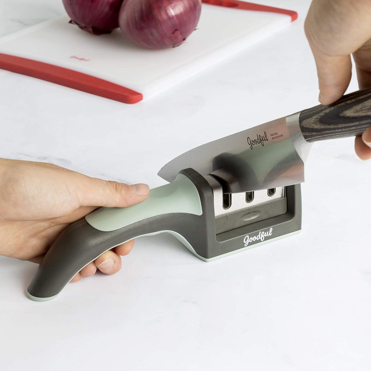 KD Knife Sharpener 3-Stage Polish Non-Serrated Blades Stainless Steel