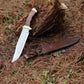 KD 14" Bowie Knife Wood Handle Hunting Knife with Leather Sheath for Camping