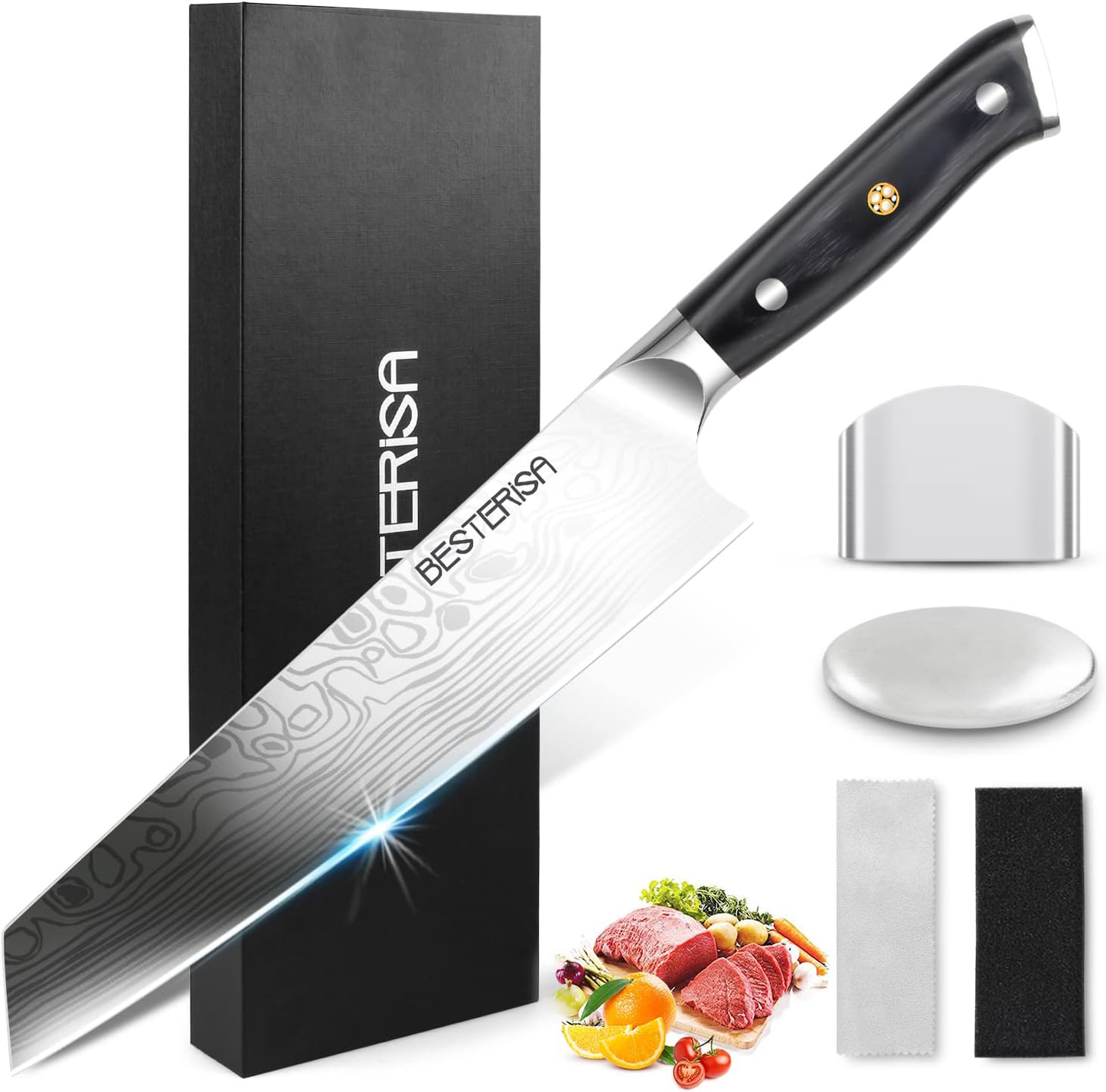 KD 8Inch Kiritsuke Chef Knife Ultra Sharp Blade with Gift Box