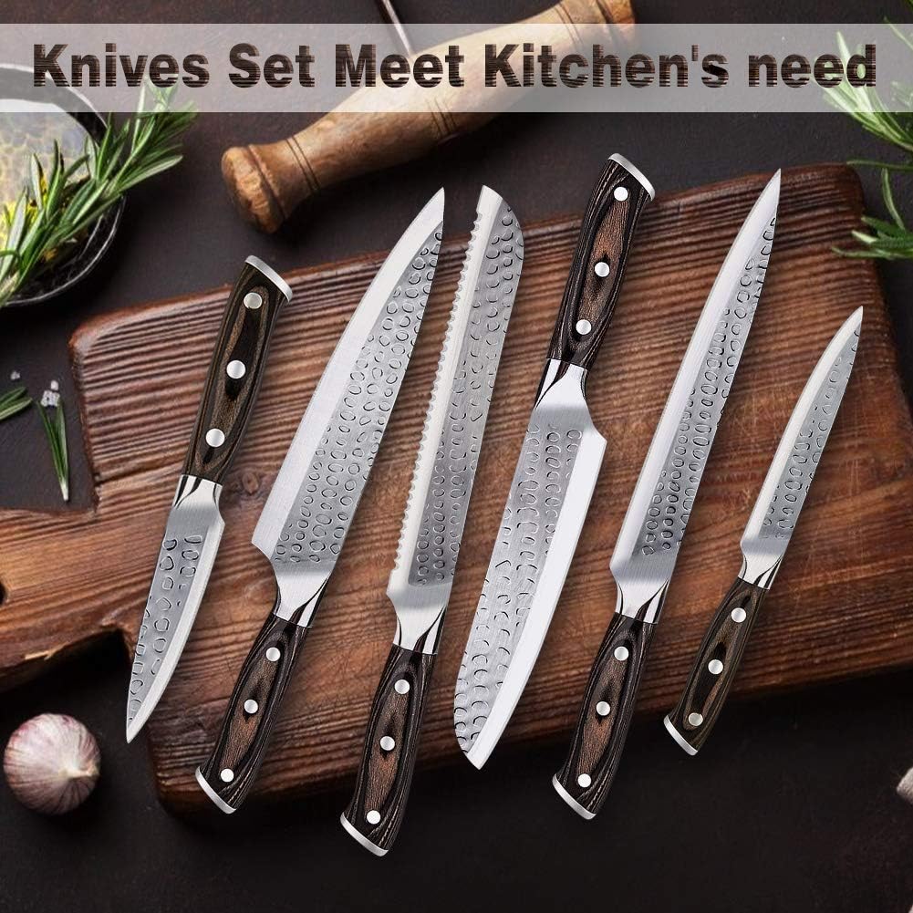NEW Knife Set, No Rust 16 Pieces Knives Set , Knife Block Set with Easy  Clean