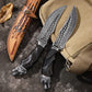 KD Hunting Knife 10" Damascus Steel Fixed blade hunting knife with leather case