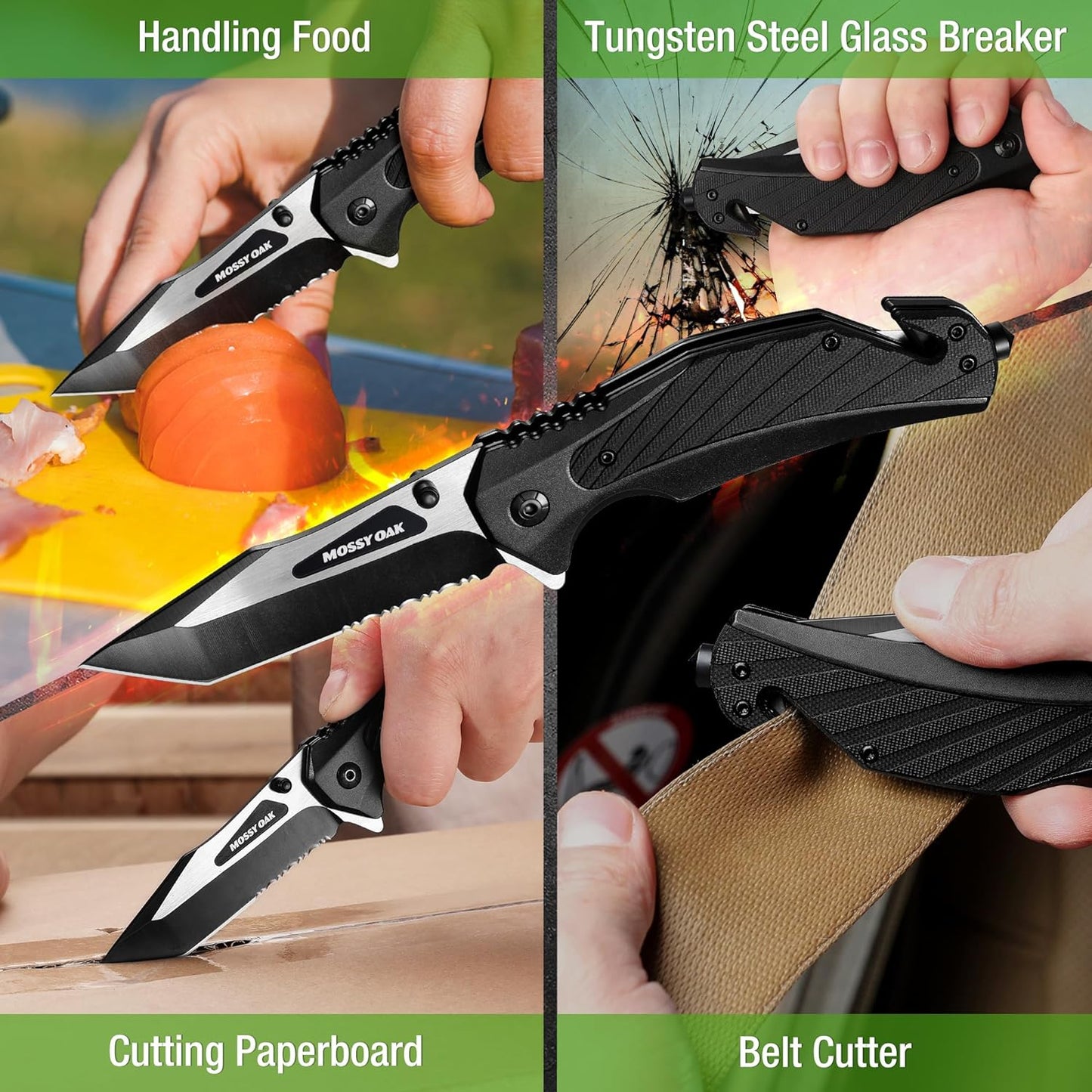 KD Pocket Folding Knife Outdoor with Steel Glass Breaker Seatbelt Cutter