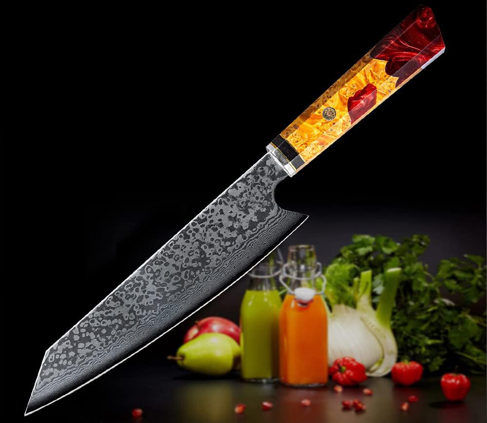 KD Japanese Kiritsuke Kitchen Knives Damascus Steel Blade