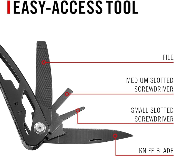 KD Multifunction Plier, File, Wire Cutter, Saw, Mini Knife, 3 Screwdrivers, Bottle and Can Opener with Leather Punch - EDC