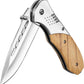 KD Wood Handle Pocket Folding Knives with Clip, Glass Breaker