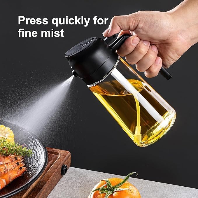 TrendPlain 16oz Oil Dispenser Bottle for Kitchen 2 in 1 Olive Oil Dispenser and Oil Sprayer