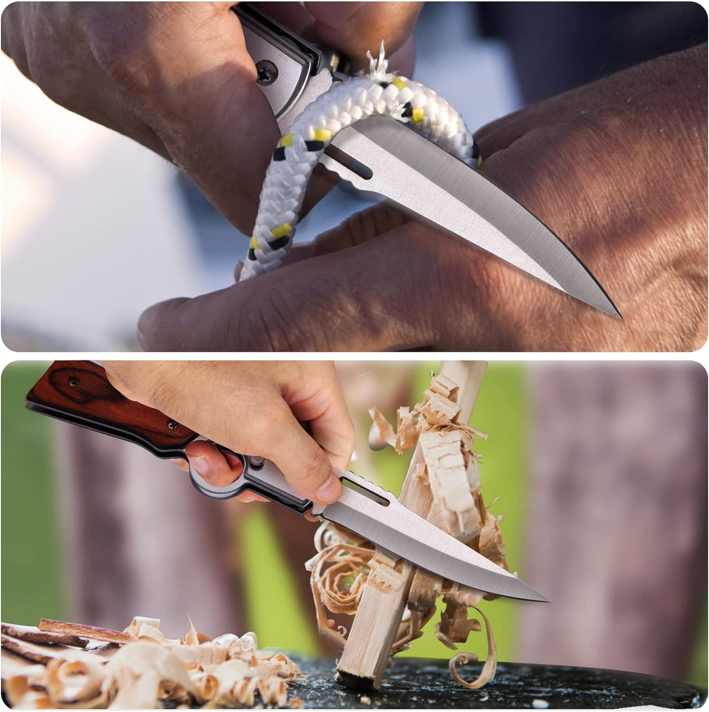 KD Folding Pocket Knife for Camping Fishing Hiking LED Light