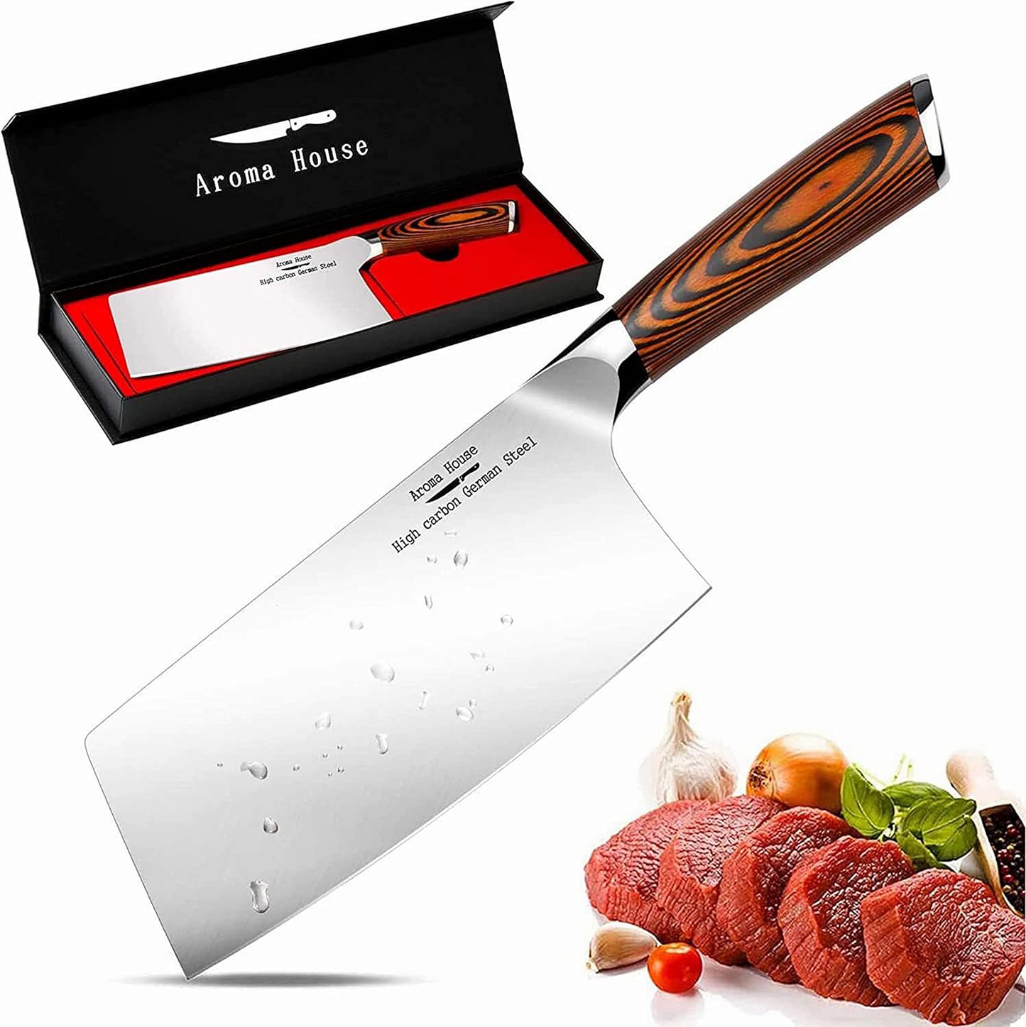 Cutluxe Cleaver Chopping Knife 7 inch Heavy Meat Cleaver Knife Razor Sharp HC German Steel Blade Full Tang Full Tang & Ergonomic Handle Design Artisan