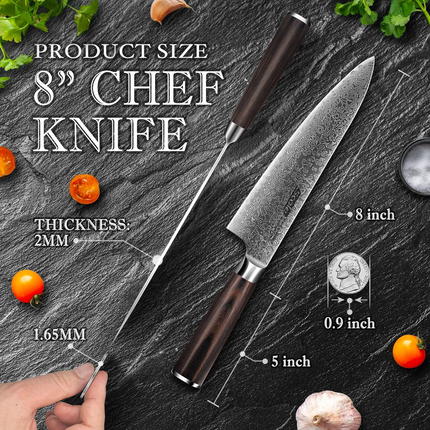 KD Japanese Kitchen Elegance: Damascus Chef Knife Gift Box