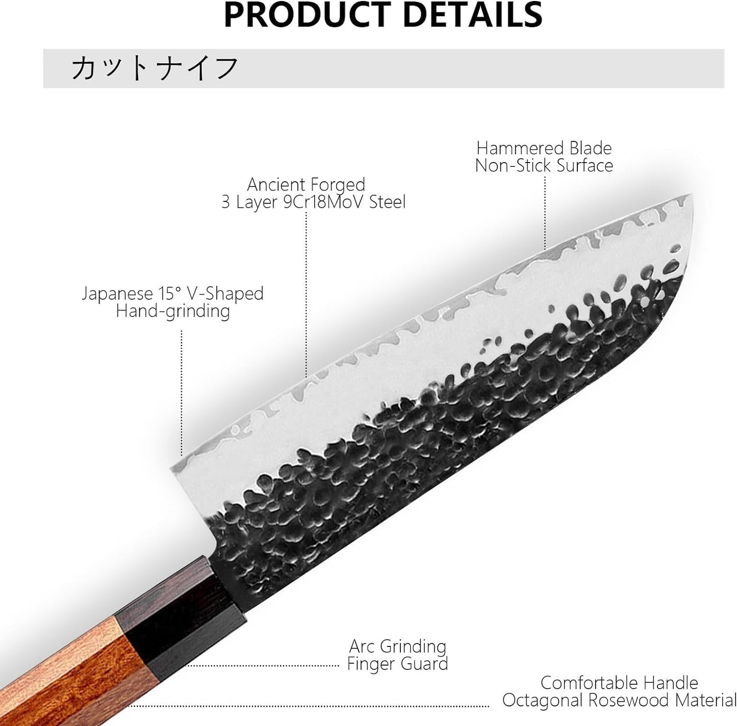 KD Japanese Santoku Chef Knife High Carbon Steel with Sheath & Gift Box