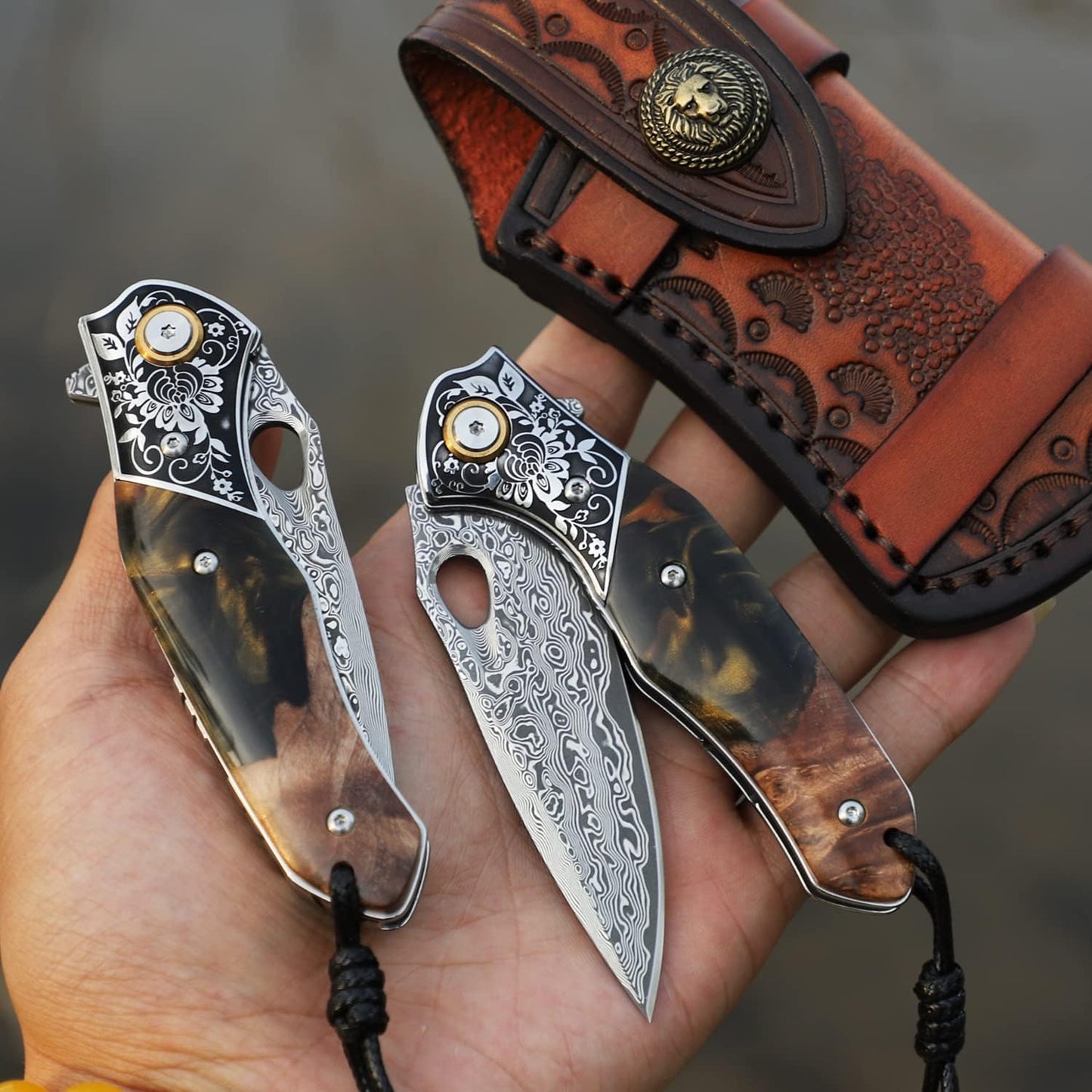 KD Pocket Folding Knife With holster Suitable for outdoor camping and hunting