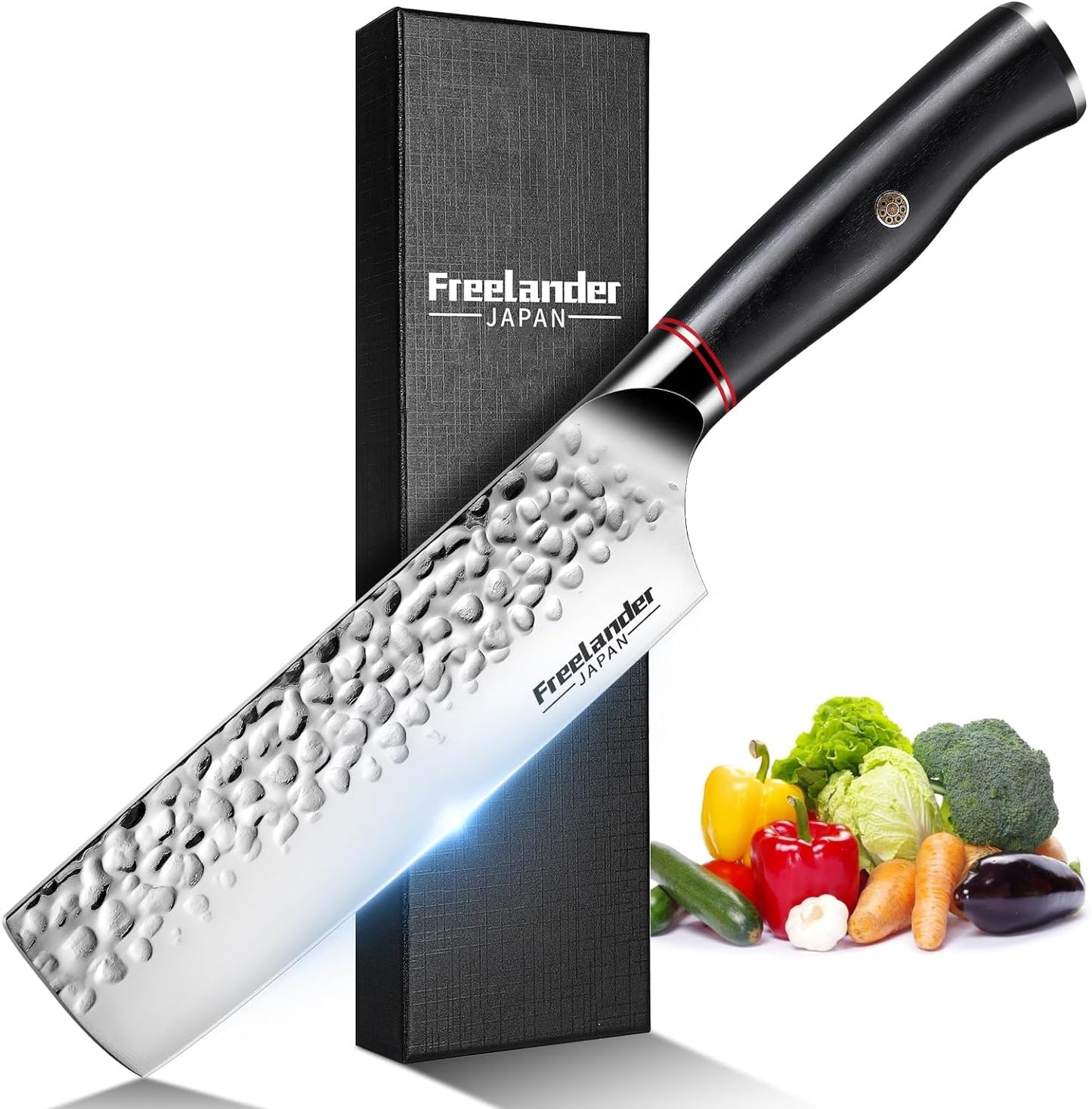 KD 7”Nakiri Japanese Chef Knife Ergonomic Handle with Gift Box