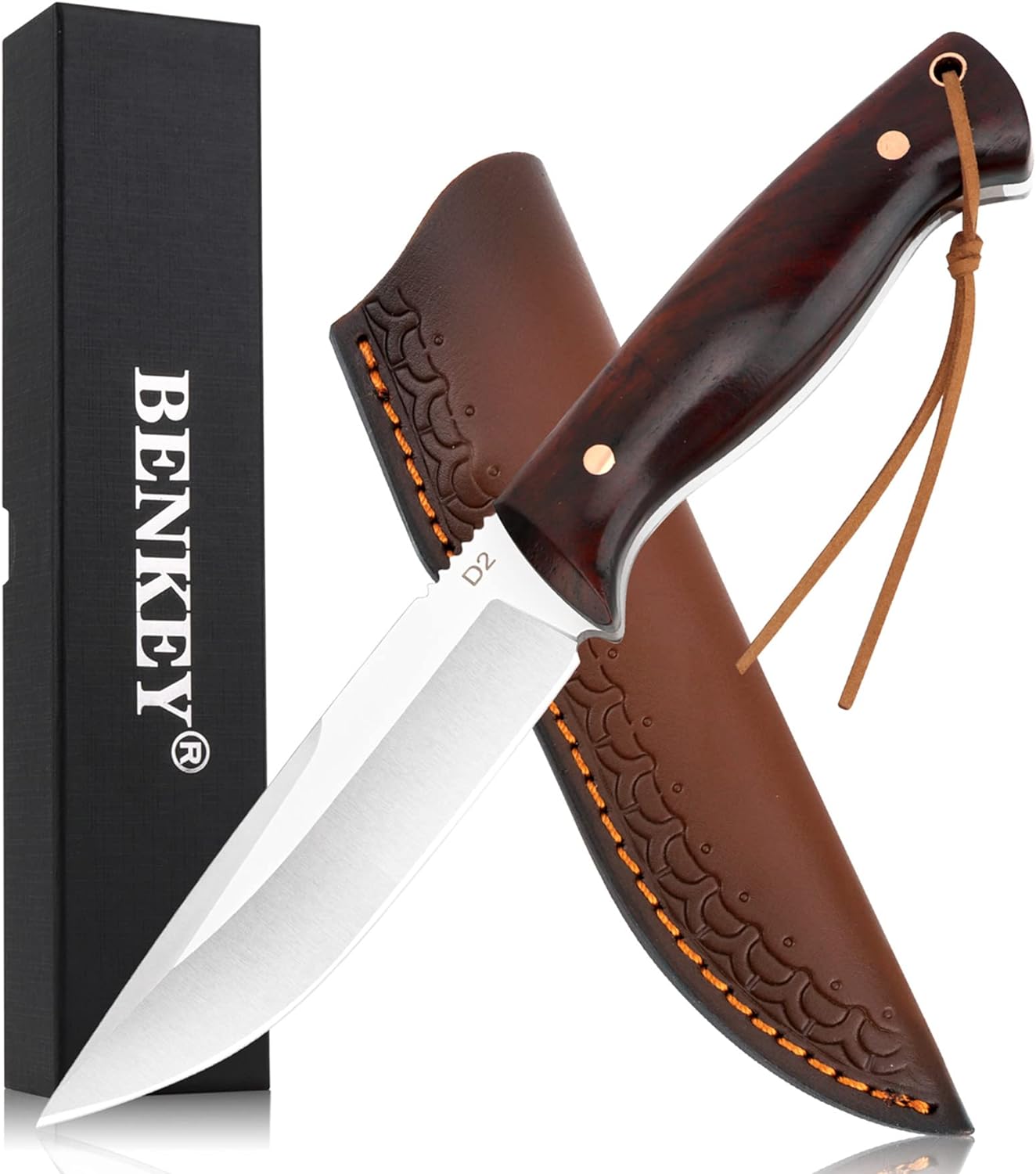 KD Hunting Knife Sharp Blade Knife for Camping Outdoor with Leather Sheath