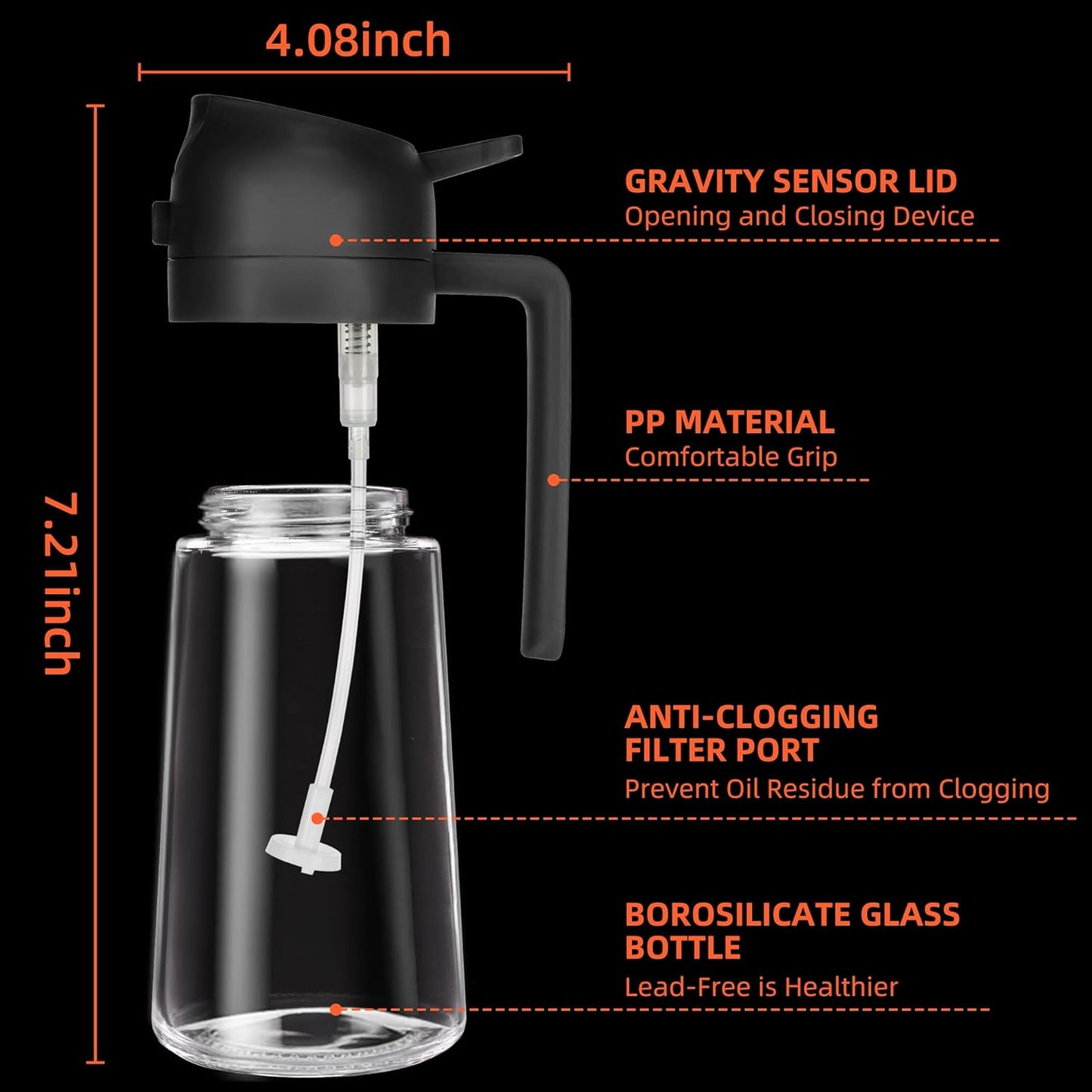 TrendPlain 16oz Oil Dispenser Bottle for Kitchen 2 in 1 Olive Oil Dispenser and Oil Sprayer