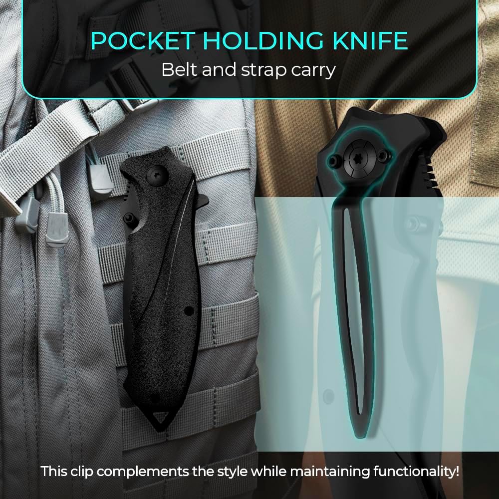 KD Pocket Knife  Folding Knife with Glass Breaker and Pocket Clip