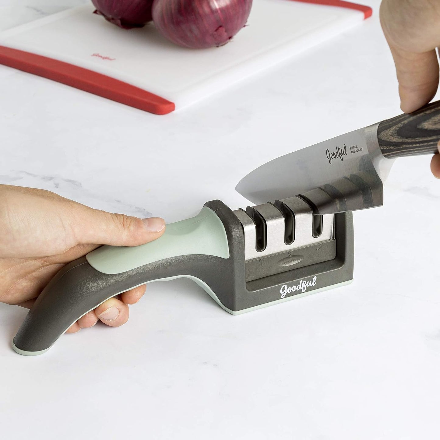 KD Knife Sharpener 3-Stage Polish Non-Serrated Blades Stainless Steel