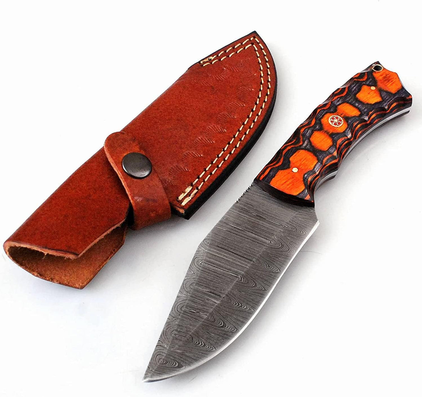 KD Hunting Knife 9" Damascus Steel Knife with Sheath