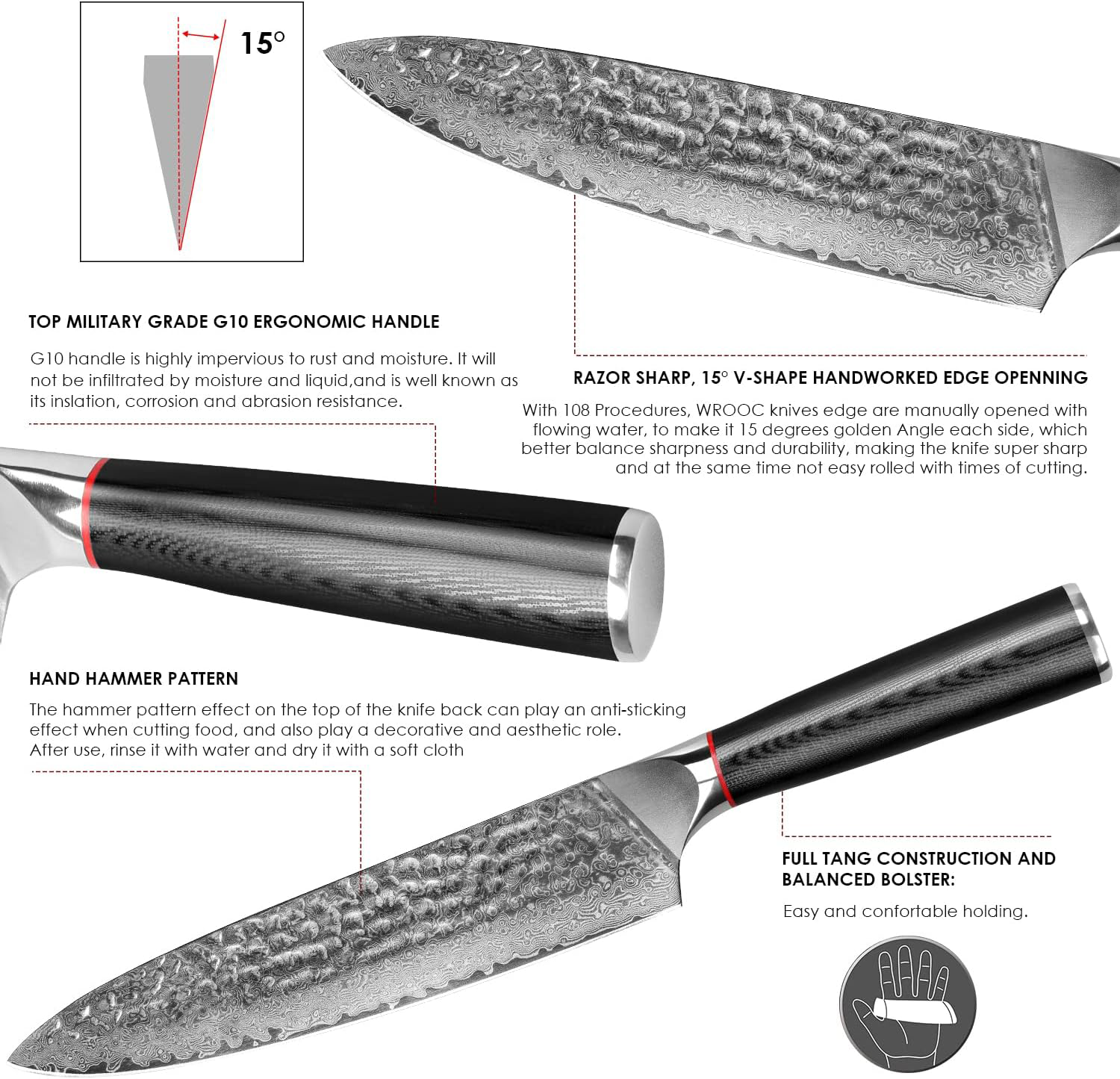 KD 8-Inch Chef's Knife: Precision Cutting with Black Pakkawood