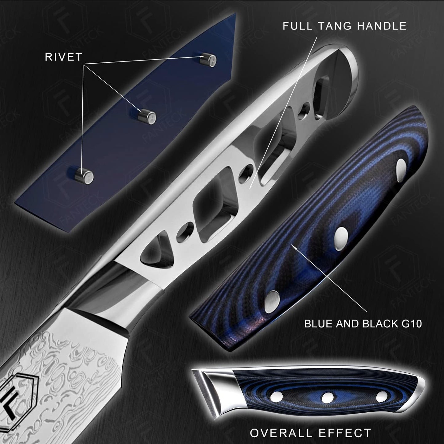 KD Santoku Knife VG10 67-Layer Damascus Knife with Sheath & Gift Box