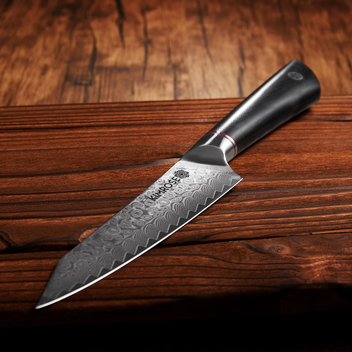 KD 67 Layers Damascus Utility Knife G10 Handle Wood Sheath & Gift Box