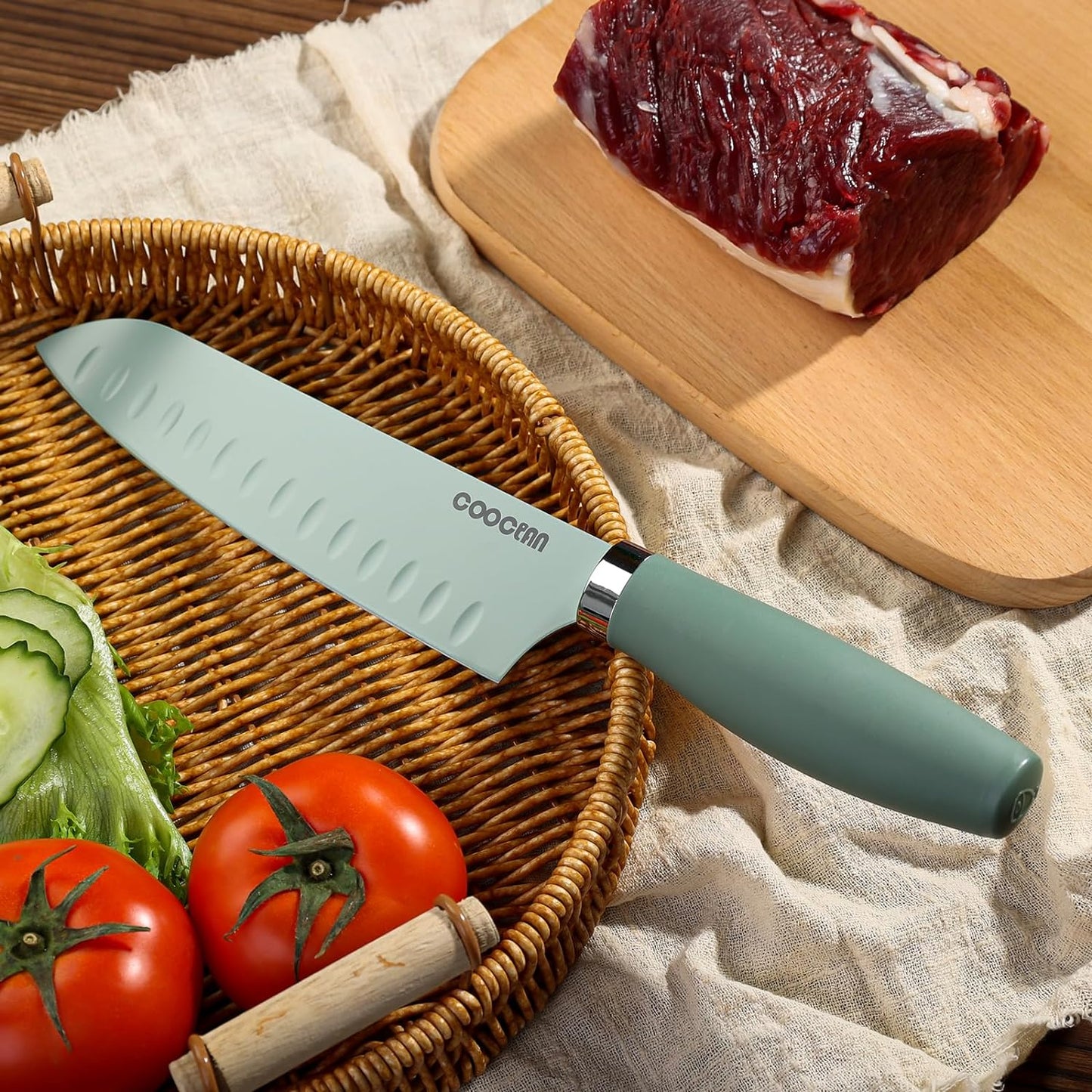 KD Santoku Chef Knife Stainless Steel with Gift Box & Sheath