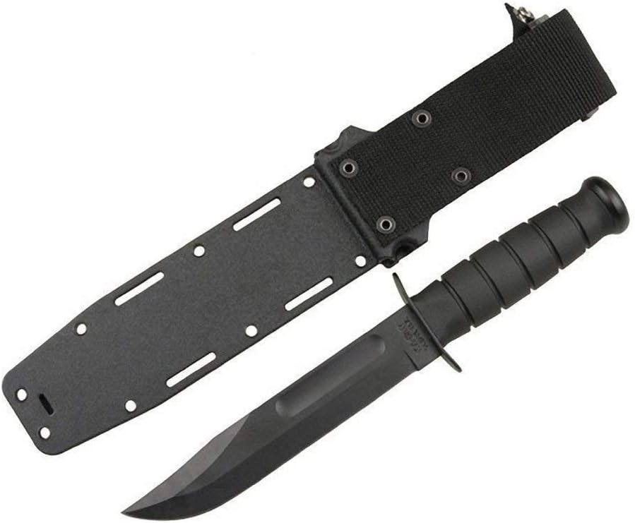 KD Hunting Knife Black Straight Edge Knife with Hard Sheath