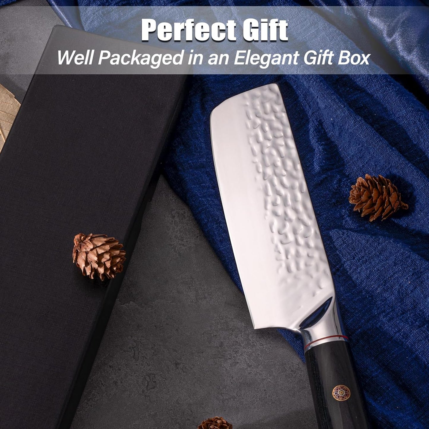 KD Japanese Nakiri Cleaver Knife Hand Forged Chef Knife with Gift Box