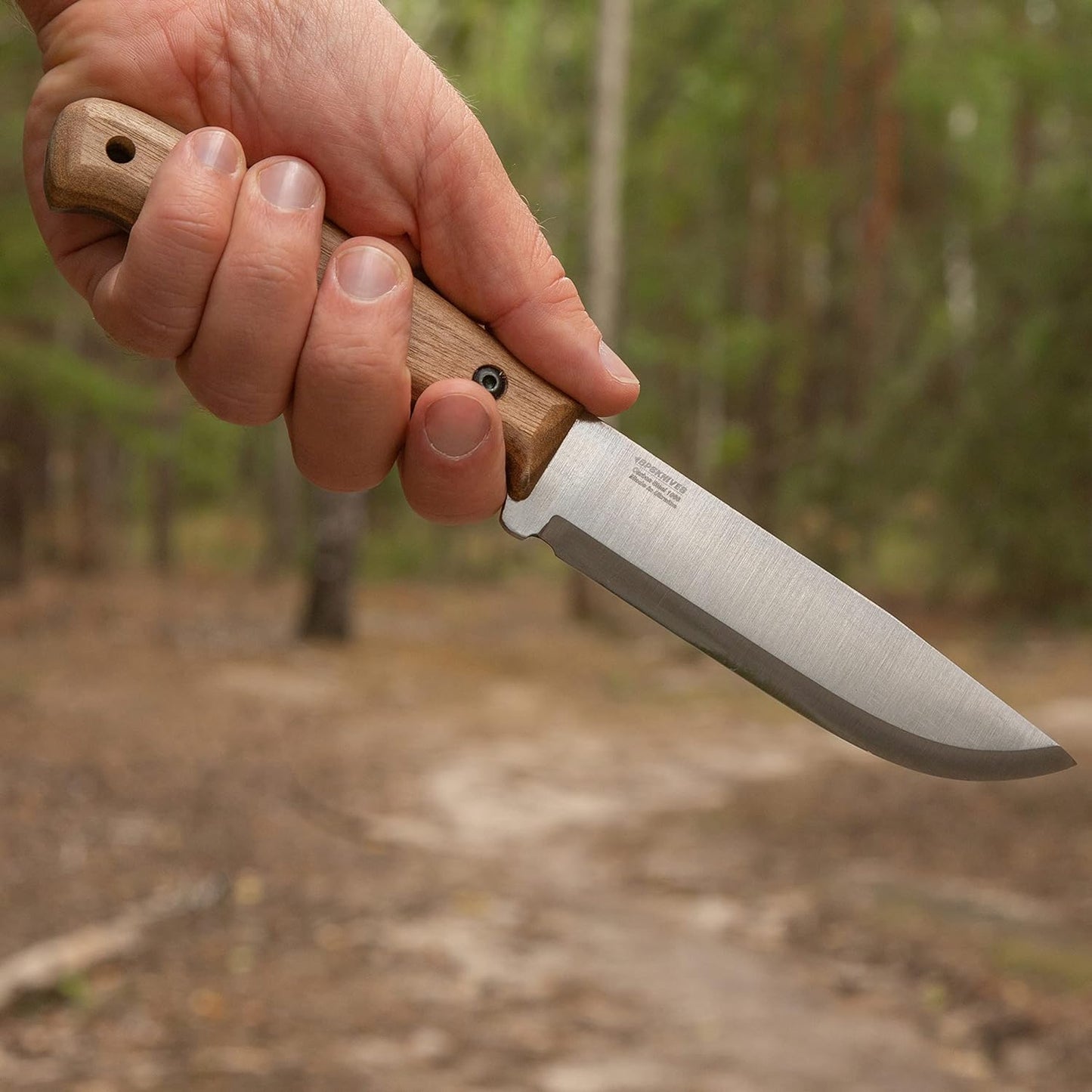 KD Hunting Knife Bushcraft Knife with Leather Sheath and Firestarter