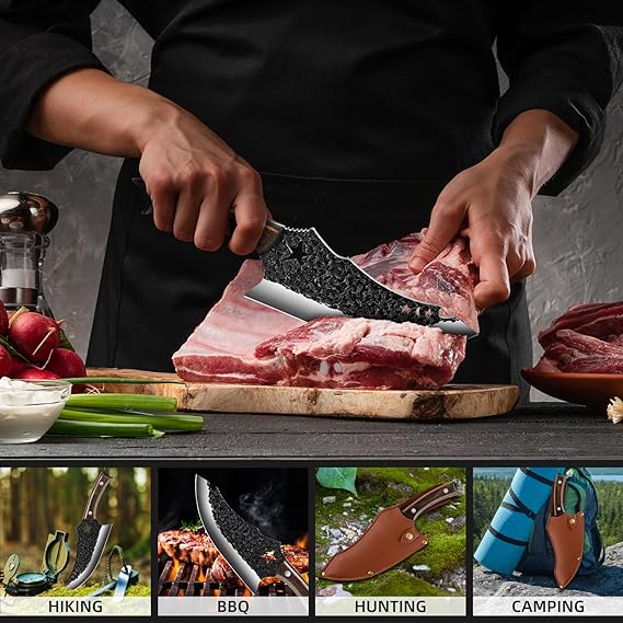 KD Meat Cutting Sharp Chef's Knife Butcher Knife with Ergonomic Handle
