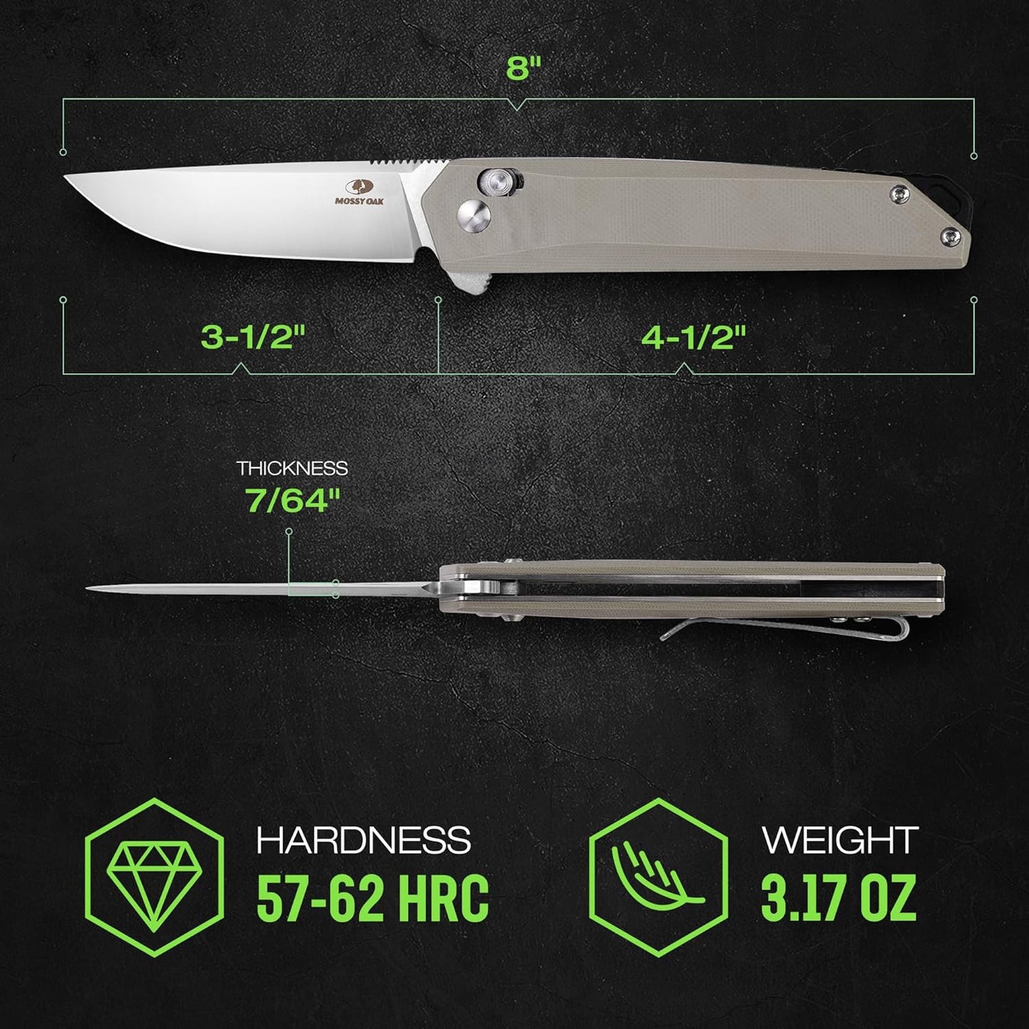 KD Pocket Folding Knife D2 Steel Drop Point Blade G10 Handle Knife