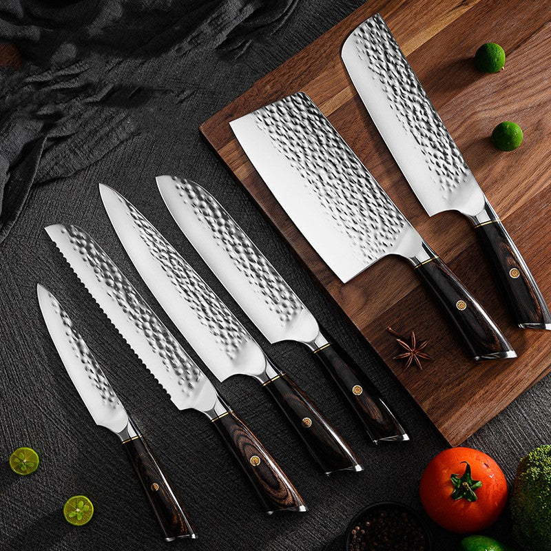 KD Knife Hammer Pattern Forging Kitchen Knife Household 6-piece