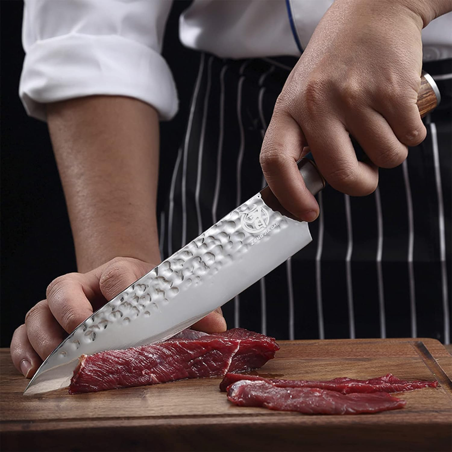 KD 8-Inch Chef's Knife: Precision Cutting with Black Pakkawood