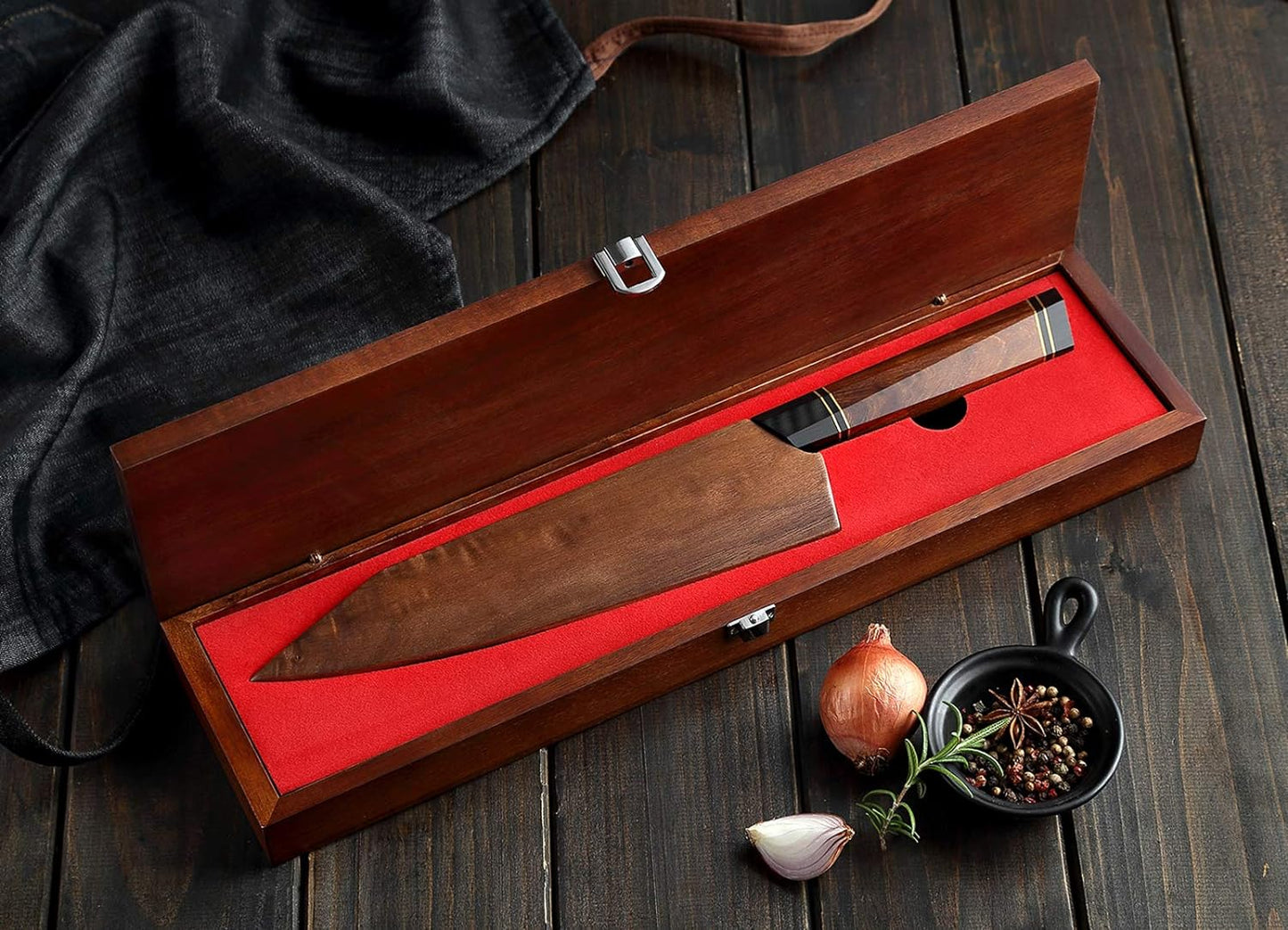 KD Kiritsuke Chef Knife 110 Layers Damascus Steel with Wooden Sheath & Box