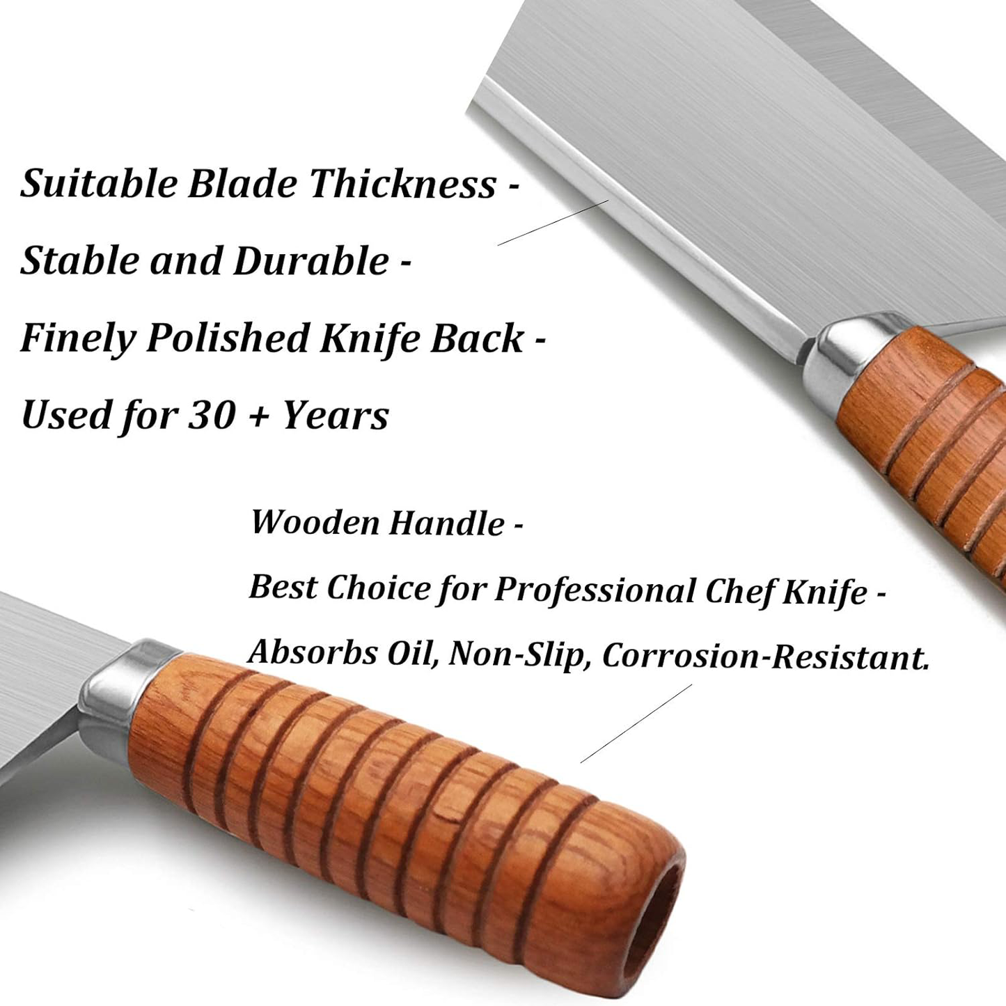 KD 8 Inch Chinese Cleaver Kitchen Knife Meat Vegetable Cutting Chef Kn –  Knife Depot Co.
