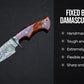KD Hunting Knife 10″ Handmade Damascus Steel Knife with Leather Sheath