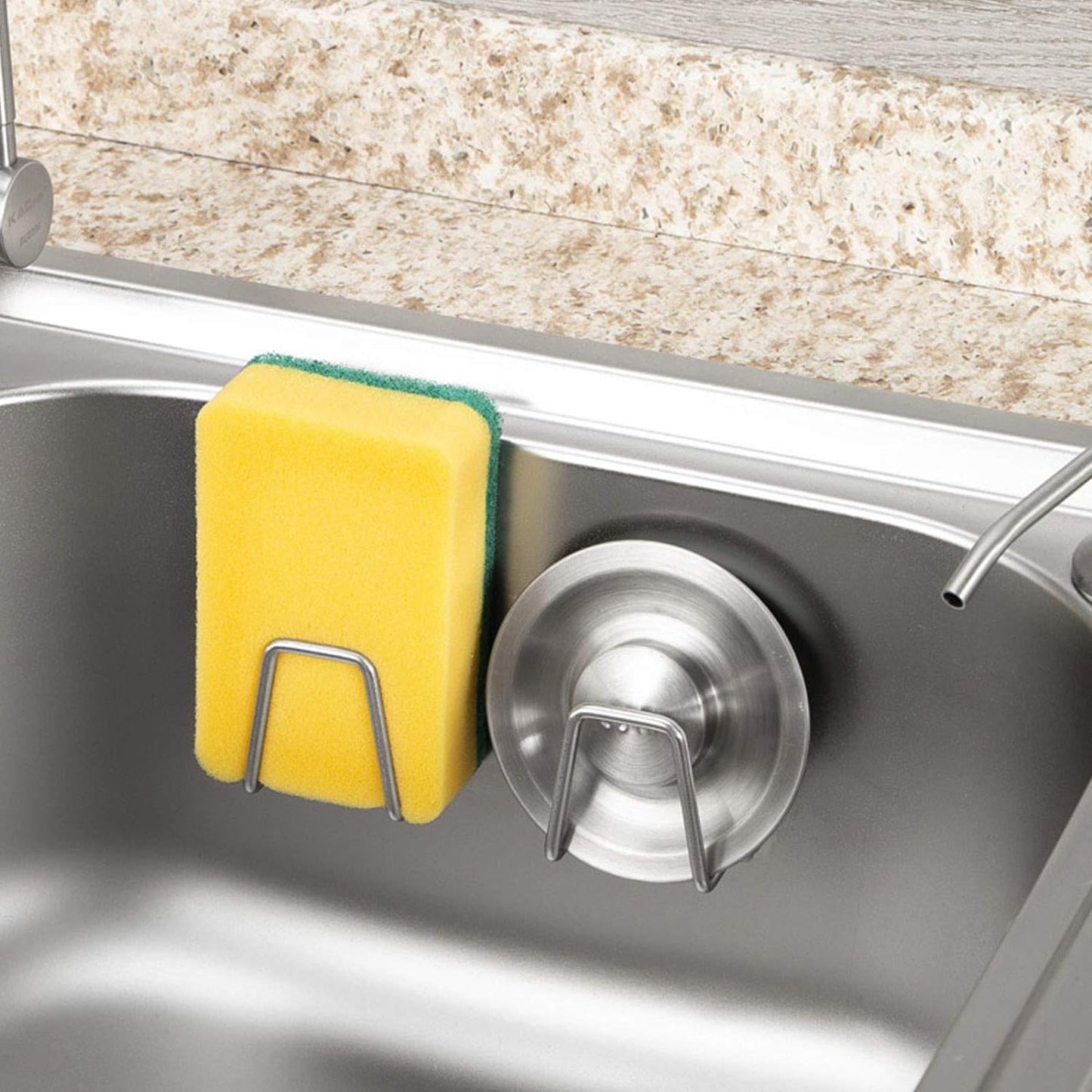 KD Adhesive Sponge Holder Sink Caddy for Kitchen Accessories Stainless Steel