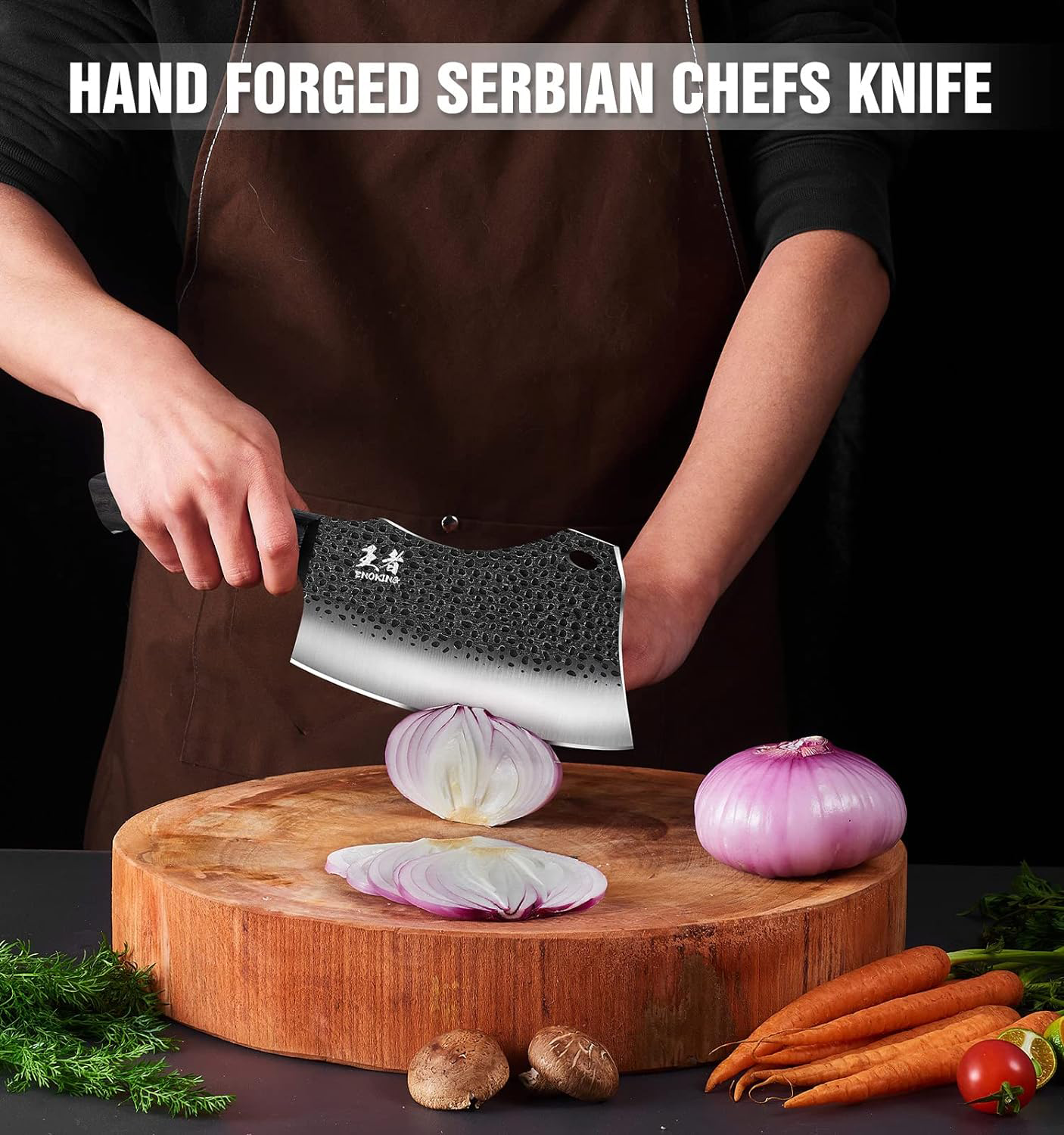  ENOKING Serbian Chef Knife 6.7 Inch, Handmade Professional Meat  Cleaver Knife with Leather Sheath, High-Carbon Clad Steel Butcher Knife  with Full Tang Handle for Kitchen, Camping, BBQ : Home & Kitchen