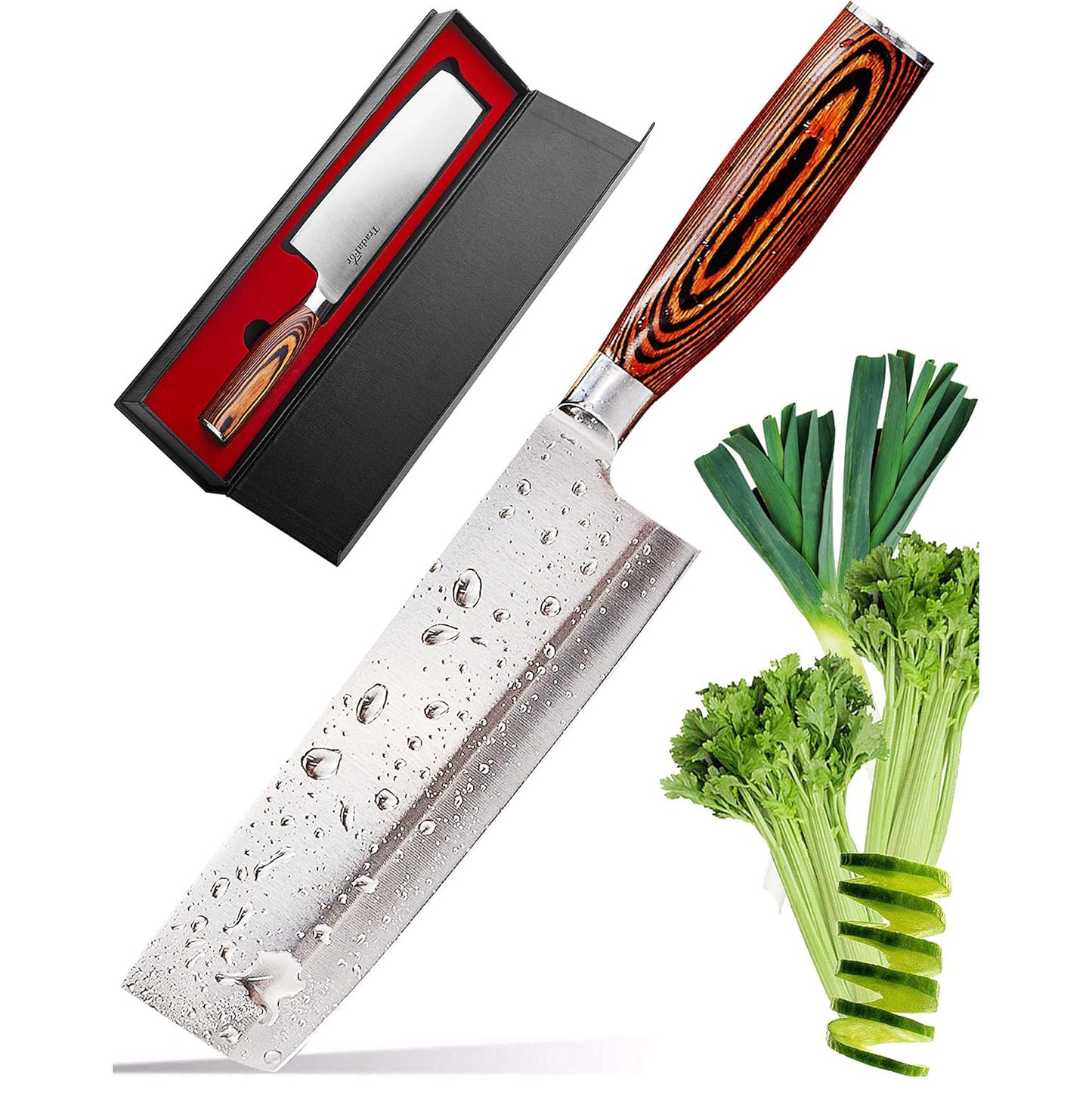 KD Nakiri Kitchen Knife Japanese Meat, Vegetable Cleaver Knife with Gift Box