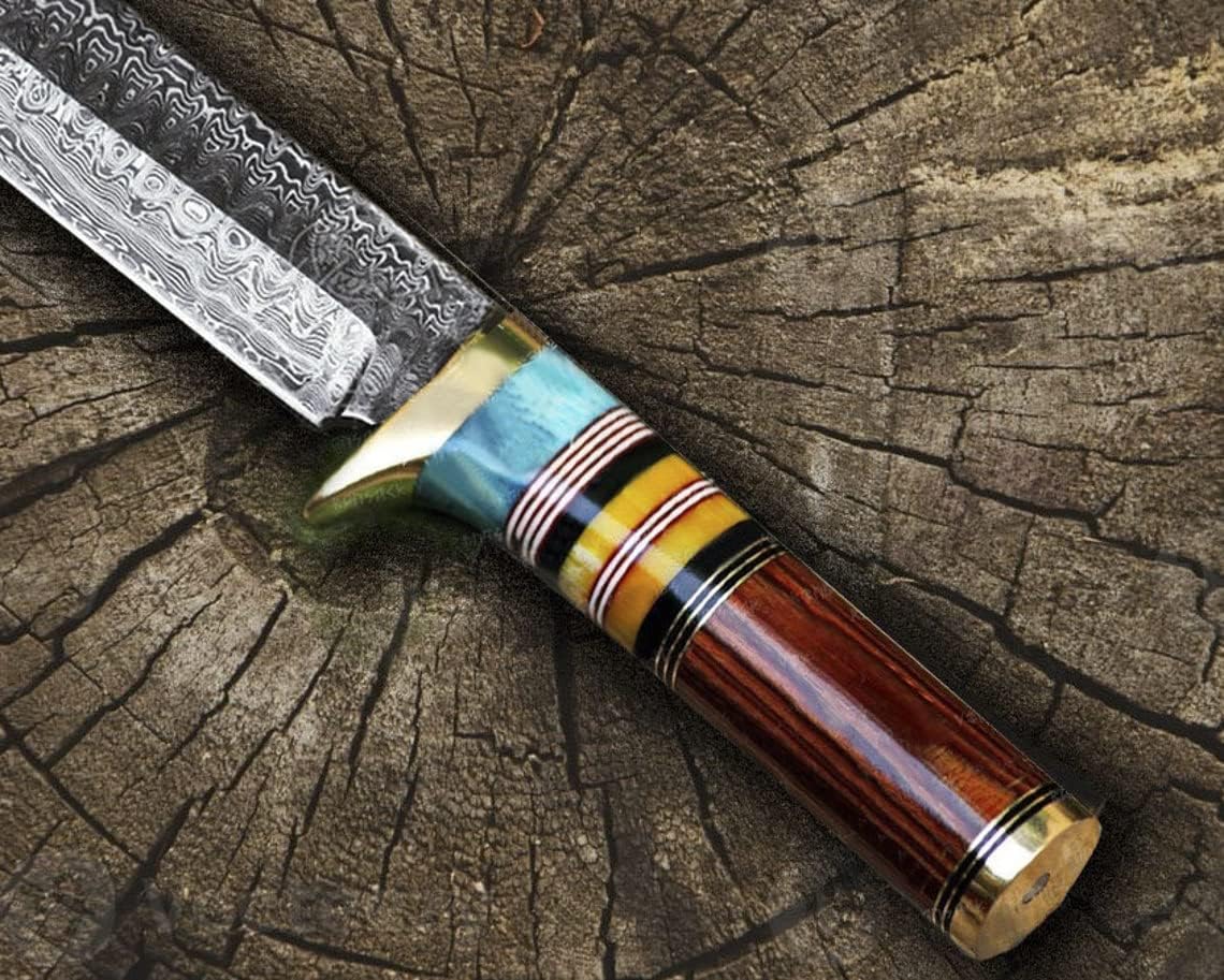 KD Damascus Hunting Knife Damascus Steel Bushcraft Knife – Knife Depot Co.