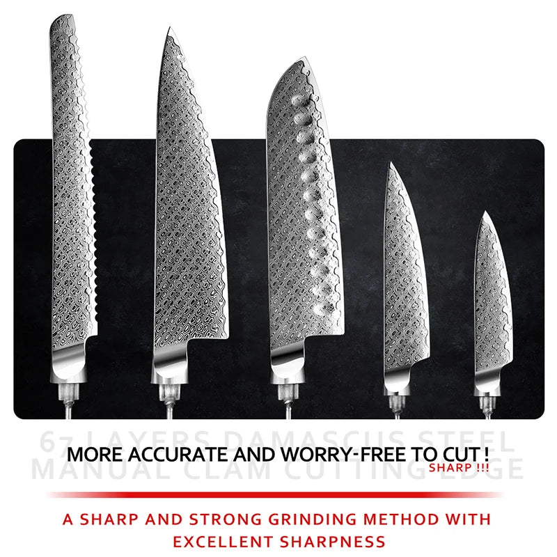 KD Kitchen Knife Blank Blade DIY 67 Layers Damascus Steel VG10