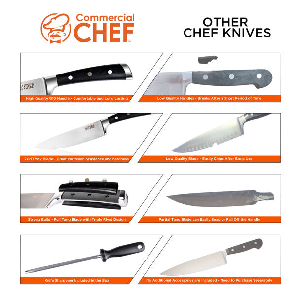 KD Chef Knife Meat Kitchen Knife with Sharpener & Gift Box