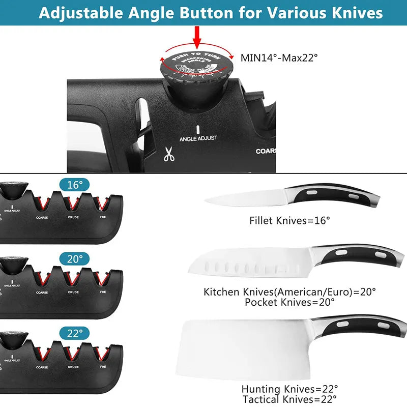 KD Knife Sharpener Angle Adjustable 4 Stages Scissors Sharpening