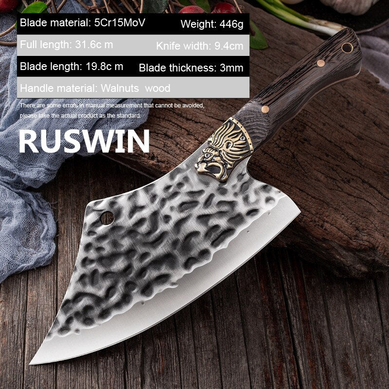 Kitchen Knife Stainless Steel Chopping Knife Household Tiger Pattern  Chopping Cutting Chicken Duck Slaughter Fish Knife Cover
