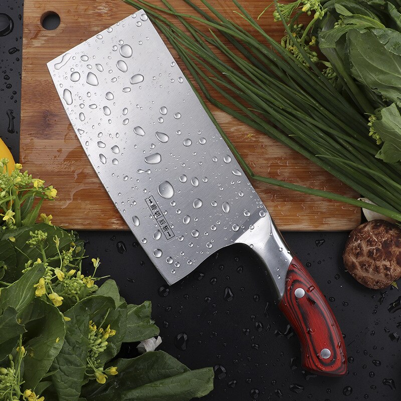 KDJapanese Nakiri Santoku Knife Stainless Steel Chef Kitchen Knife Meat Cleaver Wood Handle Cutlery