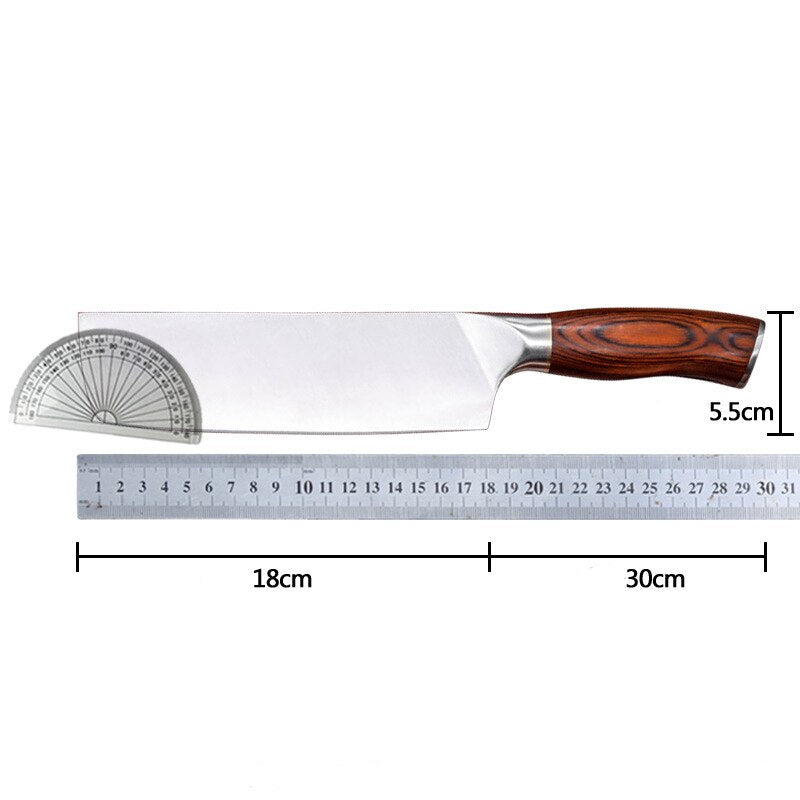 Top Quality Nakiri Kitchen Knives  German Stainless Steel Wood Handle Cooking Knife