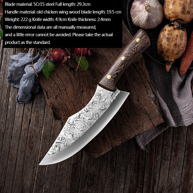 KD Butcher Kitchen Knife Forged Meat Boning Chopping Knife Serbian Chef Slicing Cutter Knife
